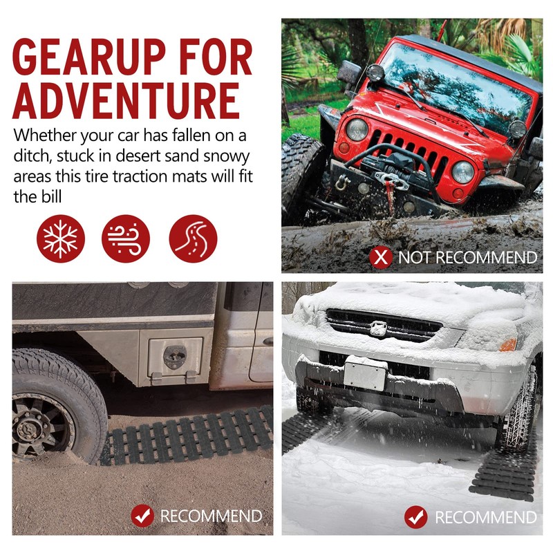 BUNKER INDUST Tire Traction Mats Portable Recovery Tracks for Off
