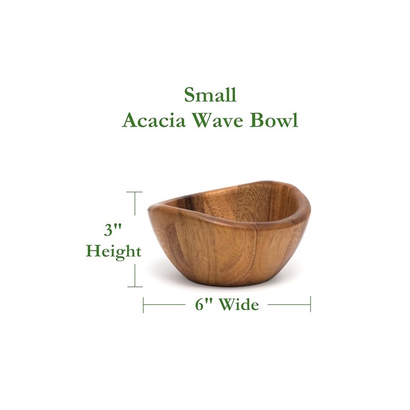 Lipper International Acacia Wave Serving Bowl for Fruits or Salads,