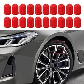 Middrivr 20PCS Car Valve Stem Cap, Tire Valve Caps, Tire Stem Valve Caps with O Rubber Ring, Plastic Tire Valve Dust Caps, Auto Accessories Universal Stem Covers for Trucks Motorcycles (Red, 20PCS)