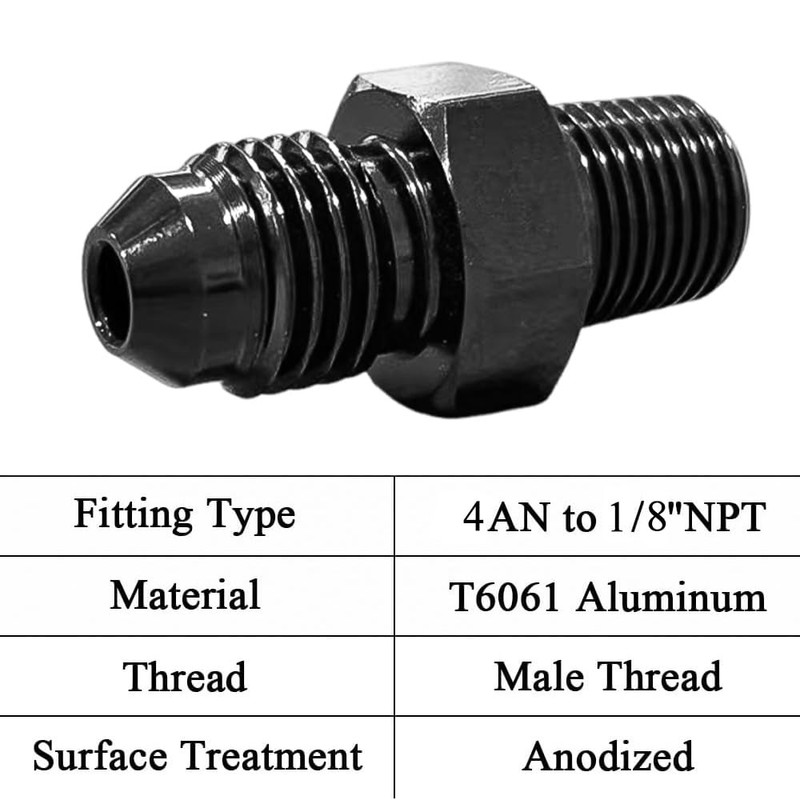 4AN Male Flare to 1/8'' NPT Male Hose Pipe Fitting