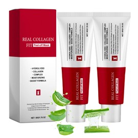 2pcs Real Collagen Fit Mask,Collagen Peel Off Facial Mask Glass Skin Face Mask,Collagen Night Wrapping Mask,Hydrolyzed Collagen Face Mask for Dry & Dehydrated Skin,50g*2