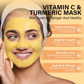 Turmeric Vitamin C Clay Mask -Turmeric Facial Mask for Dark Spots,Deep Cleansing Facial Mask for Pores