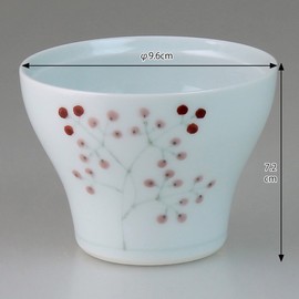 Ranchant Shinsen Tea Large Set, Multi Diameter 3.8 x Height 2.8 inches (9.7 x 7.2 cm), "Tree Nut, Wild Rose, Round Crest Tokusa", Hasami Ware, Pottery Blue, Made in Japan