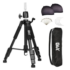 GEXWORLDWIDE 55" Mannequin Tripod Stand Canvas Block Training Doll Manikin Head Wig Stand for Cosmetology Hairdressing (Black)