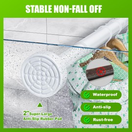 Ausemku Ausemku Shower Curtain Rod - 32-104 Inch Rustproof Tension Rod, Non-Slip Spring Design, No Drilling Adjustable Curtain Rod for Bathroom, Kitchen, and ClosetWhite