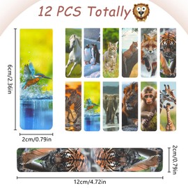 Magnetic Bookmarks, Pack of 12 Magnetic Bookmarks, Children, Magnetic Bookmarks, Colourful Magnetic Pages Markings for Students, Boys, Girls, Book Lovers (Animals)