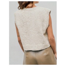 WDIRARA Women's Pear Graphic Crewneck Sweater Vests Sleeveless Crop Knitted Tops Apricot Large