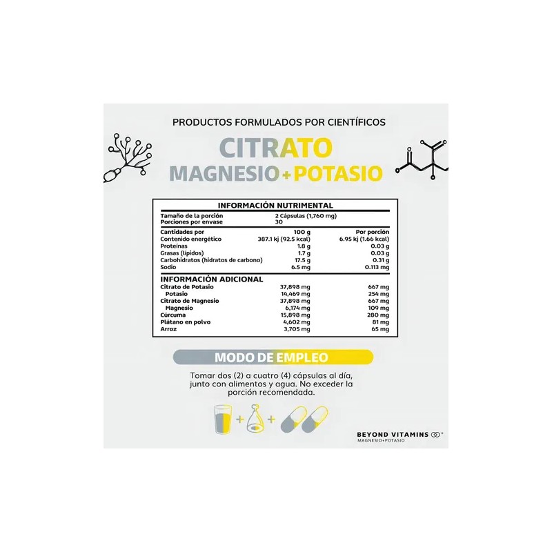 Citrato de Magnesio y Potasio Beyond Vitamins con Plátano y