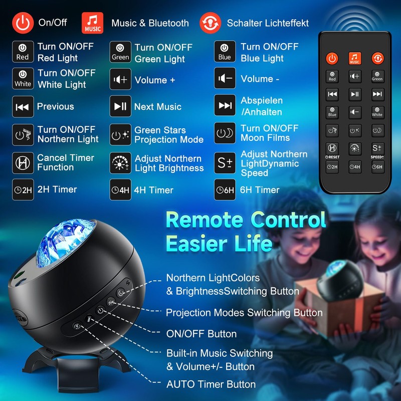 Northern Galaxy Light Projector, 300+Modes & 5 Films Star Projector,