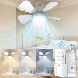 Socket Fan Light Breeze Ceiling Fan, Easy Install Socket Fan Light Ceiling Fans with Lights and Remote for Bathroom Kitchen Bedroom Living Room
