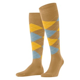 Burlington Men's Manchester M Kh Cotton Long Patterned Knee Socks, Yellow Mustard 1291