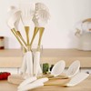 8-Piece White Kitchen Utensil Set with Gold Handles, Stainless Steel