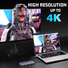 USB C Hub, 8 in 1 USB C Adapter Dual Display 4K HDMI, USB C Docking Station (Gigabit Ethernet, 5Gbps USB 3.0, PD 100W, SD/TF Reader) for MacBook Pro/Air, Dell, Surface, HP, Lenovo