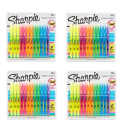 Sharpie 27145 Pocket Highlighters, Chisel Tip, Assorted Colors, 12-Count - 4 Pack