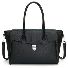 Eslcorri Top Handle Tote Bags for Women Large Shoulder Purse for Working PU Leather Crossbody Flap Satchel Handbag Elegant Hobo Everyday Bag Trendy Go Out Pocketbook, Gift to Mom Wife -Black