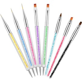 ZXUY Nail Brush Dotting Painting Pen Dual-Ended 2 in 1 Design Nail Art Tips Builder Brush Pen for Professional Salons and Home DIY Nail Art (8Pcs colorful)