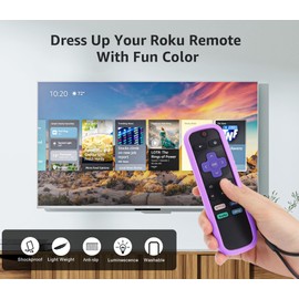 SOTATOO 2Pack Case for Roku Remote, Universal Protective Controller Sleeve for Roku TV Remote with Lanyards Glow Blue Purple