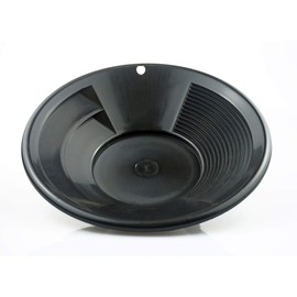 SE 8 Inch Gold Panning Pan - Dual Riffles for Easier Mining and Prospecting, Black