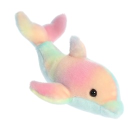 Aurora® Adorable Mini Flopsie™ Dolphin Stuffed Animal - Playful Ease - Timeless Companions - Rainbow 8 Inches