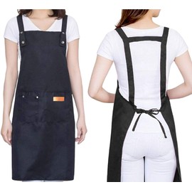 Carrotez H Style Adjustable Apron with 2 Pockets Waterproof Apron for Men Women Chef Waiter Artist Grill Kitchen Restaurant Bar Shop Adjustable Large Comfortable (Black), Balm