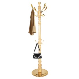 Coat Rack Freestanding, Solid Wood Coat Rack and Stand with 14 Hooks, Coat Rack Stand with Stainless Steel Hooks, Standing Coat Rack Stainless Steel disc base for Entryway, Hallway, Bedroom