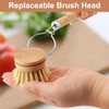 Wooden Dish Brush with 3 Replaceable Natural Bristle Heads