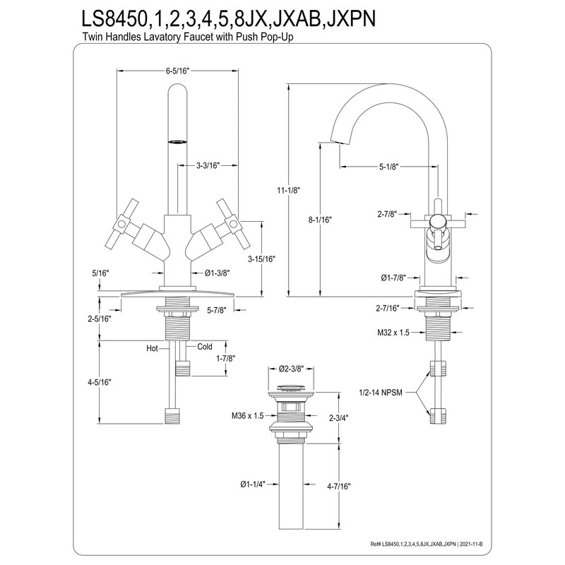 Kingston Brass LS8451JX Concord Bathroom Faucet, Polished Chrome, 6.31 x