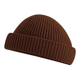 Roughtex Fisherman Beanie Rib Knit Fisherman Hat Short Knitted Hat Flat Dome rPET, walnut