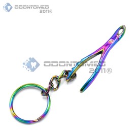 OdontoMed2011 Multi Rainbow Color Dental Extracting Forceps Keychain for women & Men Promo Items Perfect Gift Key chain Keyrings Key ring tainless Steel