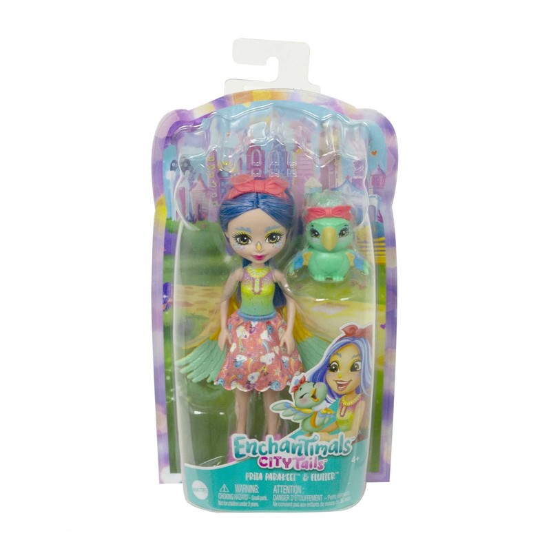 Enchantimals HHB89 Prita Parakeet (Budgie) & Flatter Doll, Toy for
