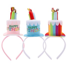 GALPADA Feliz Cumpleaños Cupcake Velas Diadema Arco Cabeza Bopper 3 Unids Cumpleaños Tiara Headpiece Divertido Novedad Fiesta Sombrero para Niños Disfraces de Lujo Torta