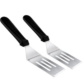 Metal Spatulas for kitchen Use, 2 PCS Professional Serving Spatula with Heat Resistant Handle, 9.8 Inch Stainless Steel Spatula Ideal for Pancakes, Eggs, Griddle Scraper, BBQ or Desserts