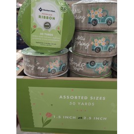 Unbranded Premium Wired Ribbon 50 Yards Hello Spring Truck Floral Truck 2.5in Width A3