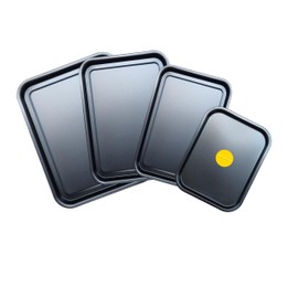 4-Pack - Baking Tray and Roasting Tray Set - 38cm, 35cm, 32cm, & 28cm Baking Tray Set Tray/Pan in Black, Non-Stick, Multi-Pack Set Oven Trays - Dishwasher Safe and Easy Clean. by KITCHENEUR®