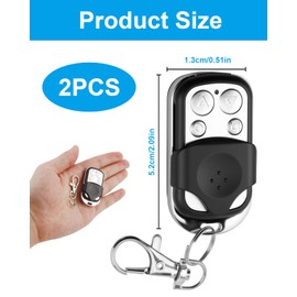 2 PCS Universal Automatic Gate Remote Control, 433mhz Copy Remote Opener Garage Door Remote Control Fob, Wireless Garage Opener Cloning Key Fobs with 4 Buttons for Car Garage Doorgates