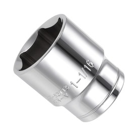 CoCud 6-Point Socket, 1/2" Drive 1-1/16" Deep, Polished Chromed CR-V SAE Standard Shallow Impact Socket - (Applications: for Ratchet Torque Electric Wrenches Car Repair), 1-Pieces