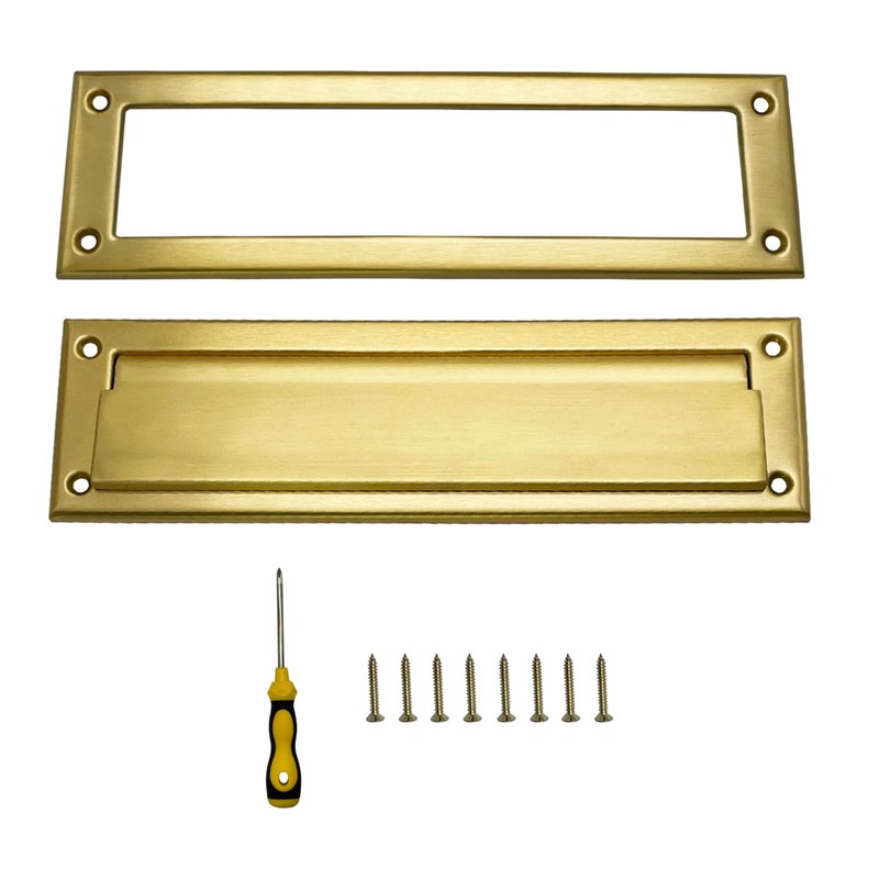 Fudatong 1 Pack 13 inch Solid Brushed Brass Mail Slot