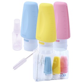 Travel Bottle, 2024 Model Travel Set, Easy to Understand at a Glance, Special Triple Lid Structure, Refill Bottle, Portable, Convenient for Travel, Business Trips, Shampoo Bottle, Storage Pouch