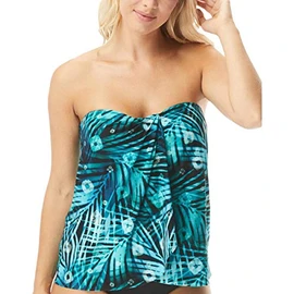 Contours by Coco Reef Claridad Bandeau Tankini para Mujer, Negro Multi 004, 8/32 C