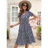 Berydress Women Tiered Sundresses Short Sleeve V-Neck Cotton Floral Boho