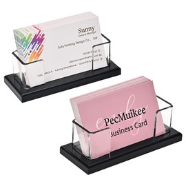 PecMuikee Business Card Holder for Desk，Acrylic Business Card Display Stand,Multiple Business Card Holders for Office, Exhibition, Home, Restaurant 1Slot 2 Pcs
