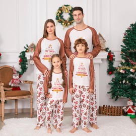 PYAEAS Matching Family Pajamas Sets Christmas PJ's Jammies Holiday Sleepwear Loungewear for Adult Women Men Xmas Outfits (Men, L, Brown Cookie)