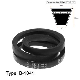 sourcing map 2pcs B-1041 V-Belts Drive Belt 1041mm(40.99") Inner Girth 17mm Top Width B Section Rubber for Power Transmission