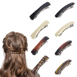 8pcs Hair Barrettes for Women Hair Clips, 2 Styles Tortoiseshell Hairpin, Slide Clips for Hair French Clip, Tortoise Shell Hair Pin Accessories for Women Gifts (Black, White, Leopard Print, Amber)