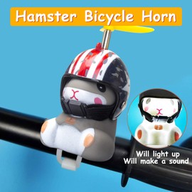 wonuu Campana de pato para bicicleta con luz y casco, bonito bocina para hámster, decoración de tablero de instrumentos, para motocicleta, bicicleta, campanas de goma, pato, decoración para salpicadero de coche (bandera hámster)