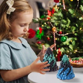 2PCS Triple-Layer Spiral Cone Fidget Toy, Stress Anxiety Relief Items for Kids Adults, 3D Printed Office Fidget Toys for Desk, Colorful Ornaments Christmas House Decor Xmas Holiday Indoor Decorations