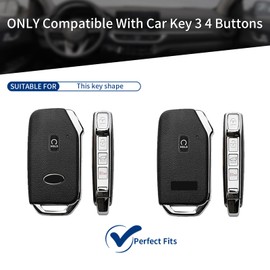 T-carbon Real Glass Fiber Key Fob Cover Compatible with Kia K5 Forte Sportage Soul Seltos Telluride Smart Key Case Accessories 2018-2024, (Silver Black)