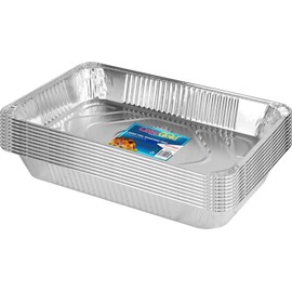 Sterling Ventures Large Rectangle Disposable Aluminium Foil Trays 52 x 33 x 8cm Approx (10 Pack)