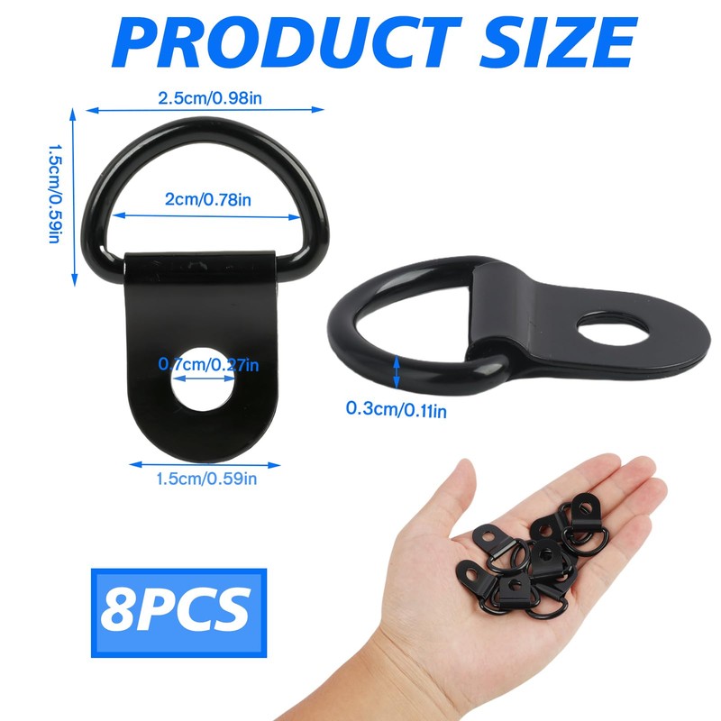 Jecdfs 8pcs Lashing Eyelets D Rings Construction Ring, V Mounting