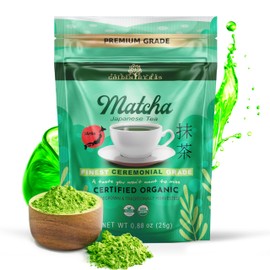 Golden Herbs Matcha Superior Ceremonial Blend Green Tea Powder from Uji, Kyoto, USDA Organic, Gluten-Free Vegan, 100% Pure Unsweetened, No Additivesm, Resealable Freshness Pouch (25g / 0.88 oz)